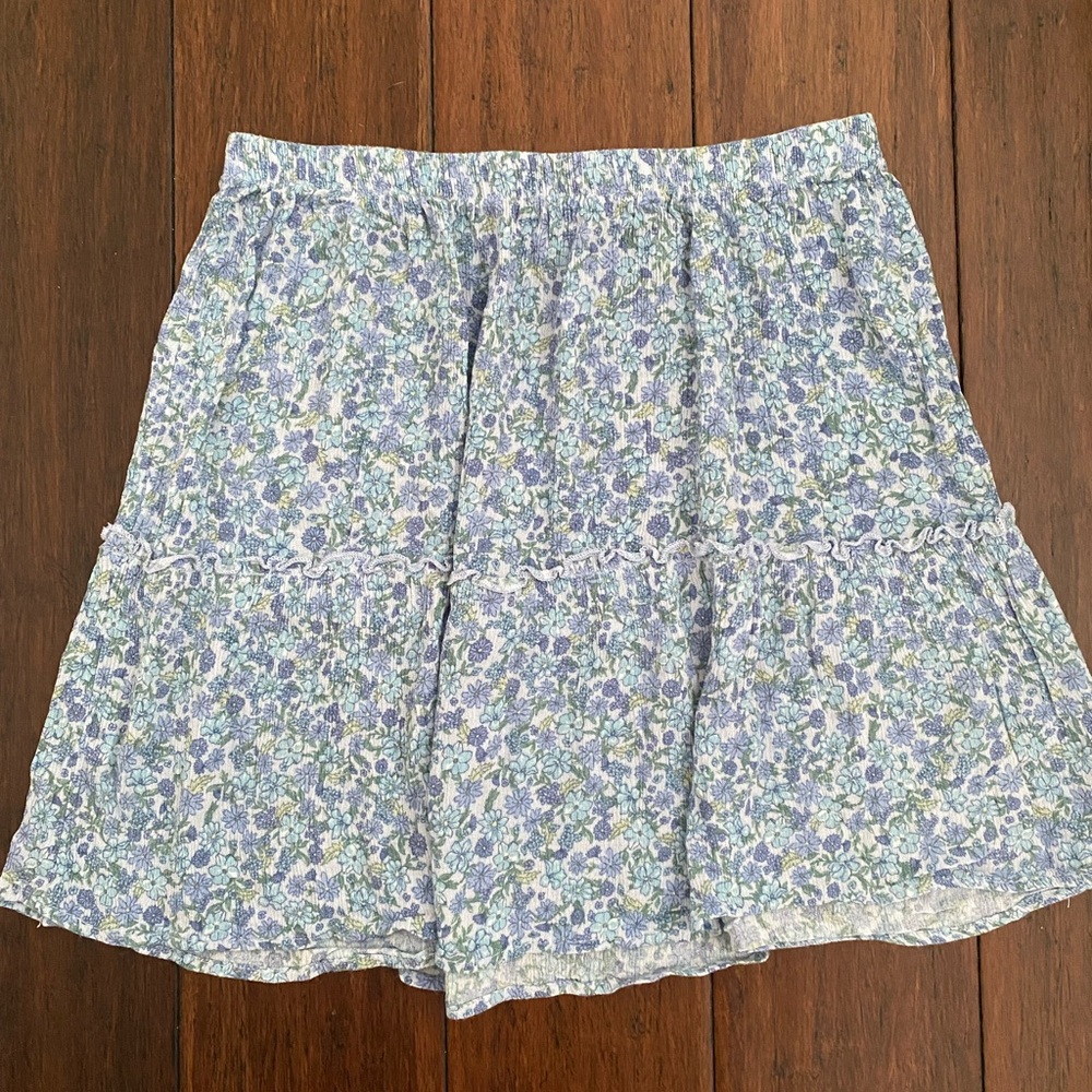 Pink Rose Blue floral flowy Skirt